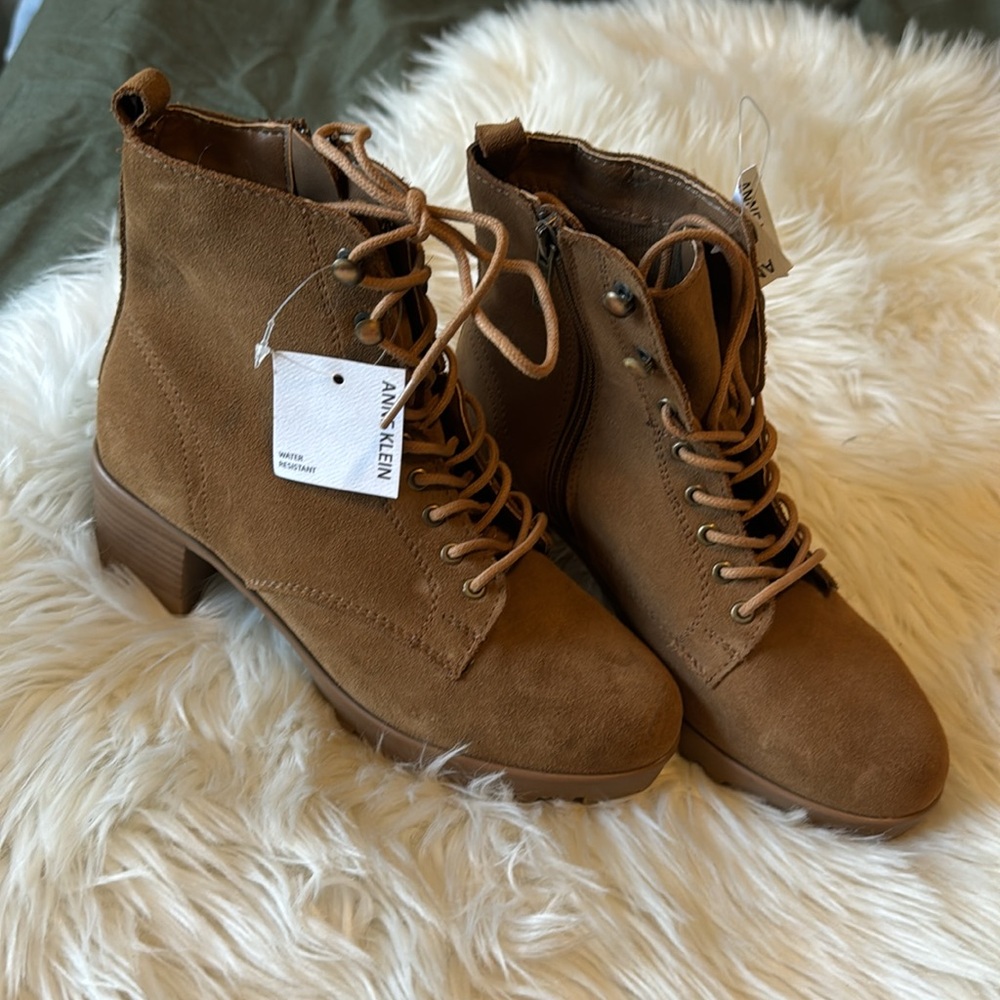 Brown Suede Lace-Up Ankle Boots - Picture 4 of 10